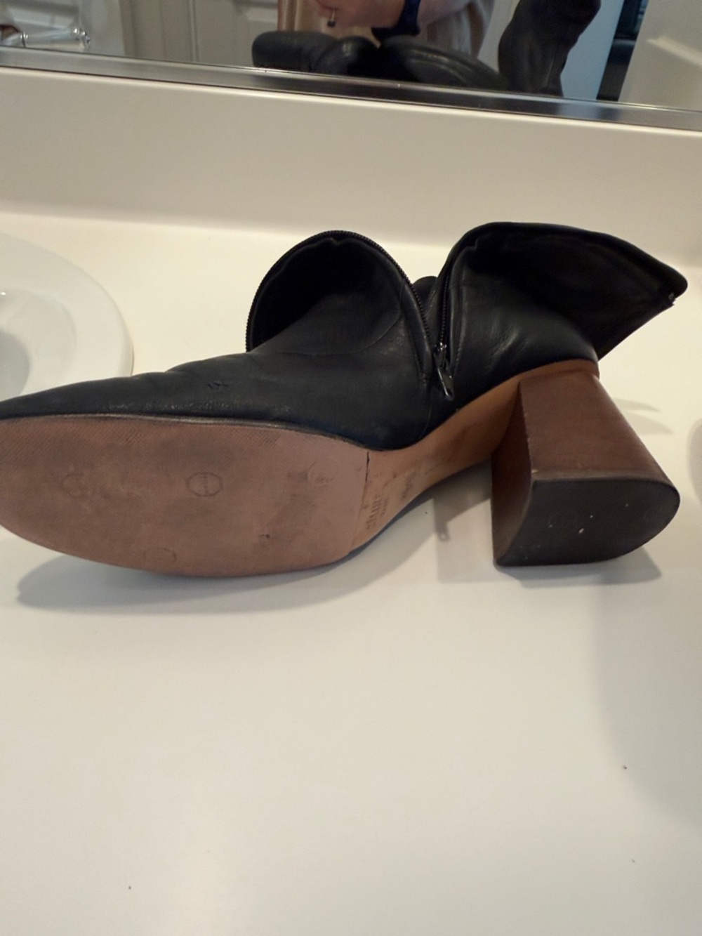 Celine Black Leather Fold-Over Ankle Booties - Picture 6 of 10